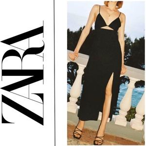 NEW ZARA CUT OUT LINEN BLEND DRESS - Size: S